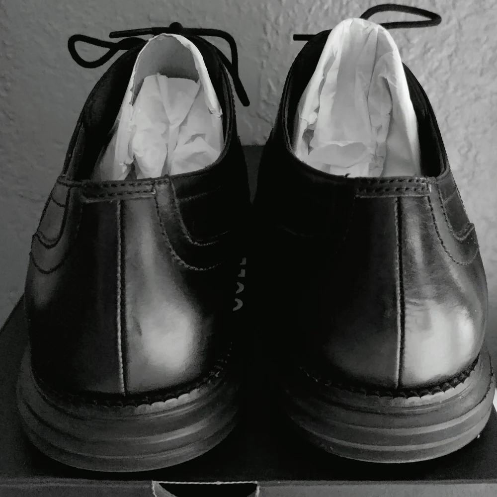 Cole Haan Black Leather Wingtip Oxfords